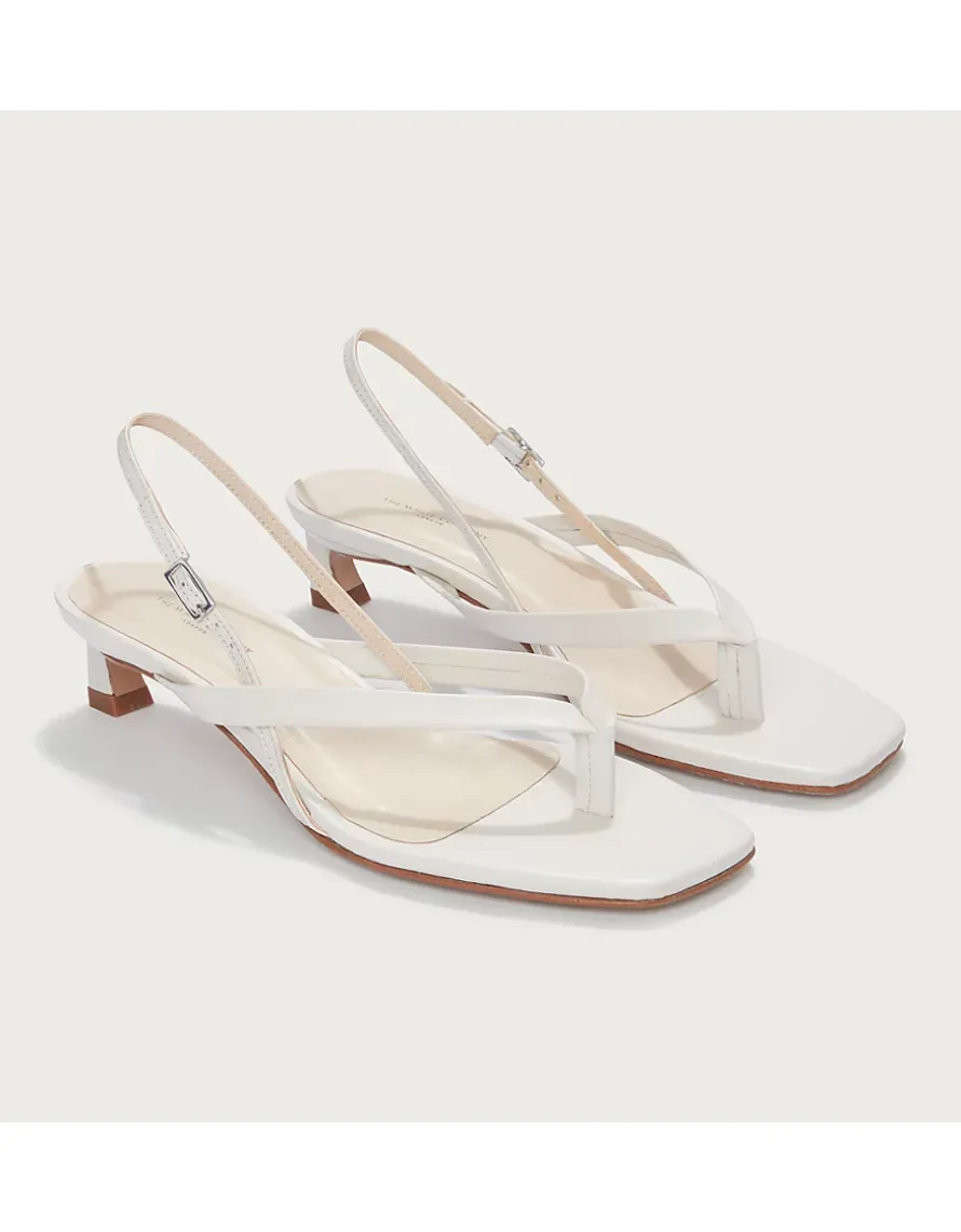 Leather Kitten Heel Toe Post Sandals