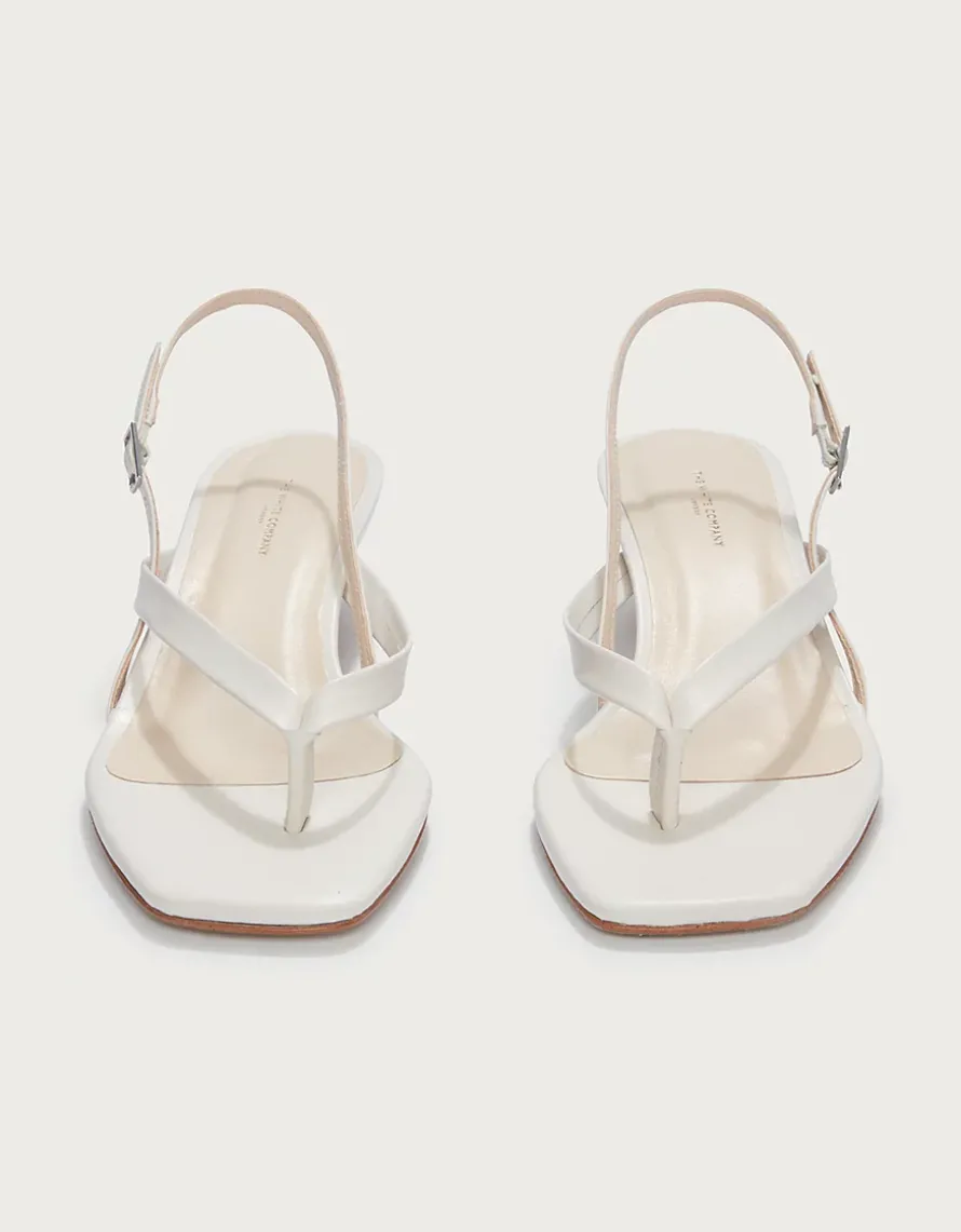 Leather Kitten Heel Toe Post Sandals