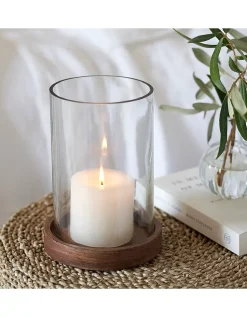 Mango Wood Hurricane Candle Holder