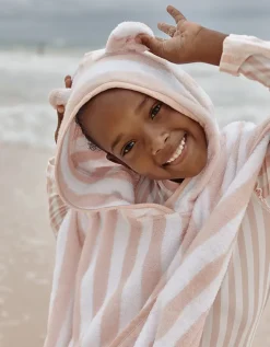Organic Cotton Pink Stripe Towelling Hoodie  (0–6yrs)