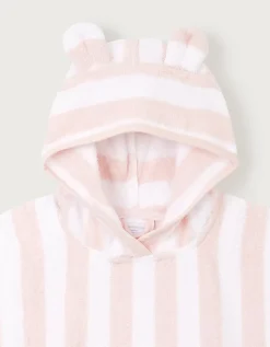 Organic Cotton Pink Stripe Towelling Hoodie  (0–6yrs)