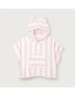 Organic Cotton Pink Stripe Towelling Hoodie  (0–6yrs)