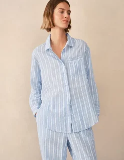 Organic Cotton Seersucker Relaxed Stripe Pyjama Set