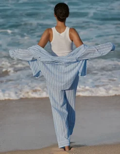 Organic Cotton Seersucker Relaxed Stripe Pyjama Set
