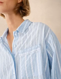 Organic Cotton Seersucker Relaxed Stripe Pyjama Set