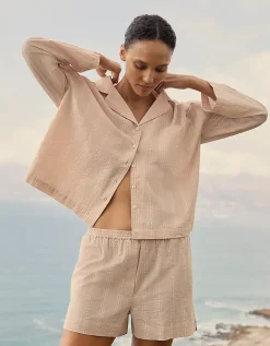 Organic Cotton Textured Stripe Pyjama Shirt