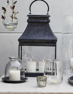 Ribbed Glass Dome Candle Holder with Tray – Medium