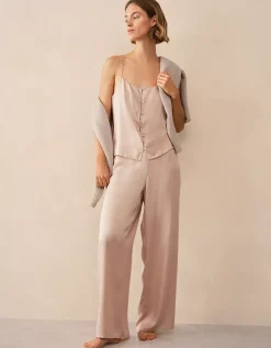 Silk Embroidered Cami Pyjama Set