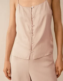 Silk Embroidered Cami Pyjama Set